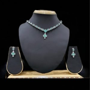 Rhodium Diamond Chain Necklace with Earring Set