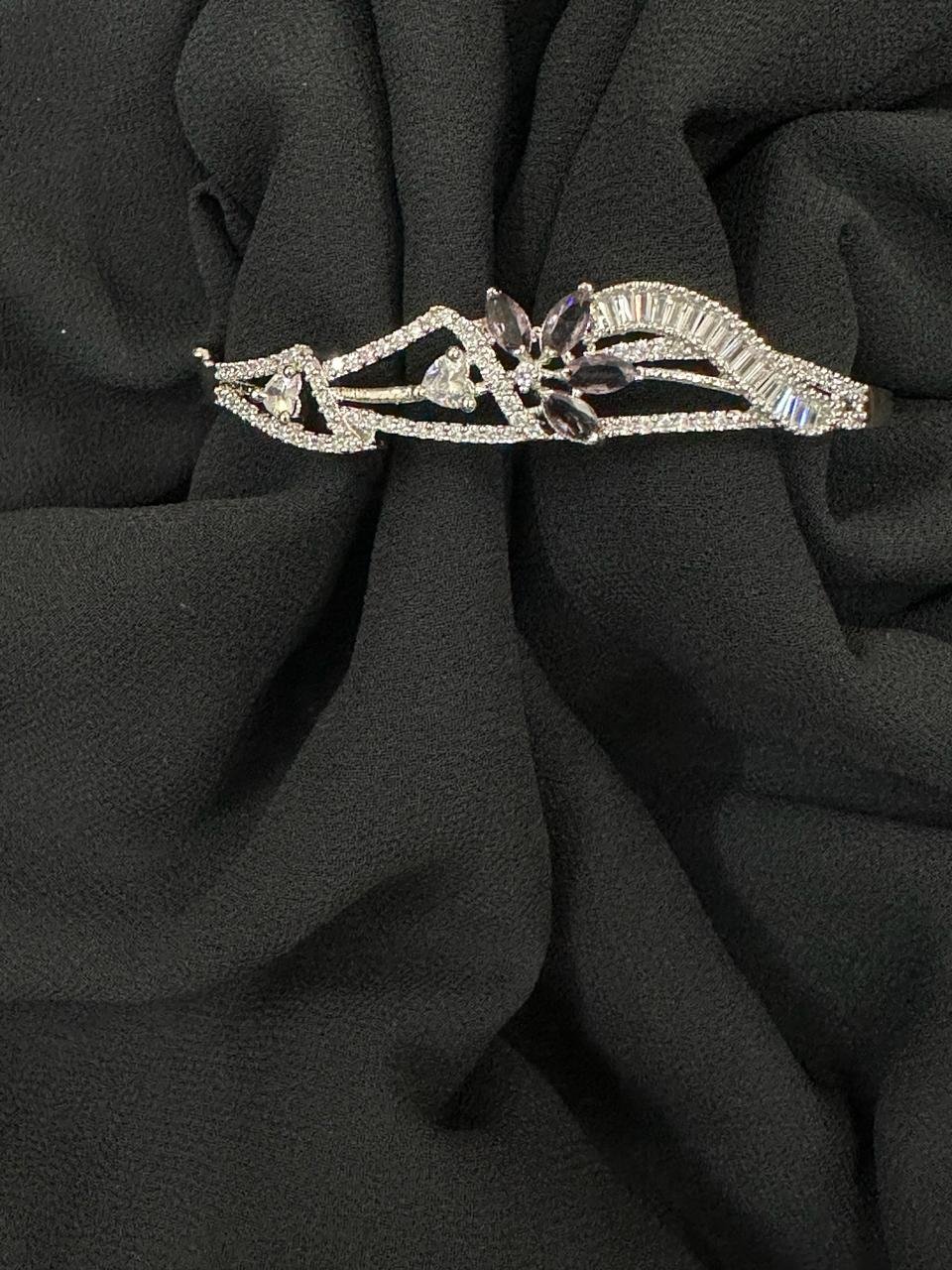 Rhodium Diamond Lockable Bracelet