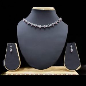 Rhodium Diamond Chain Bracelet with Earring