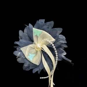 Flower Bow Headband With Pearls