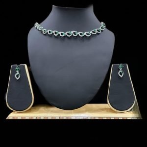 Rhodium Diamond Chain Necklace and Earring Set